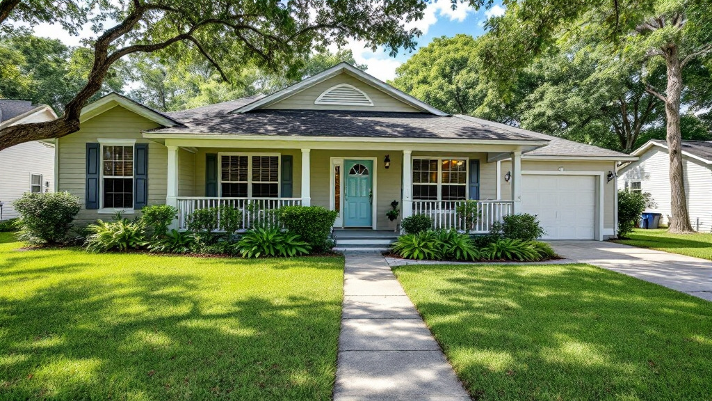 Single-family home with a front porch in a quiet neighborhood