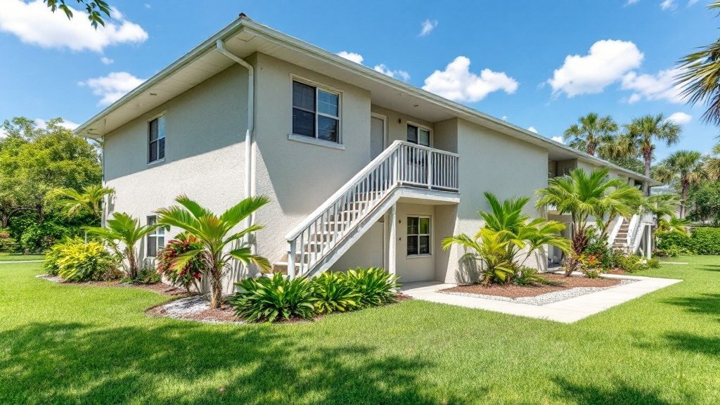 Small multi-unit rental property with a well-kept lawn